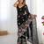 Black georgette sequins saree with unstitched blouse piece.