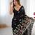 Black georgette sequins saree with unstitched blouse piece.