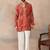 orange modal ethnic motifs embroidered kurta 