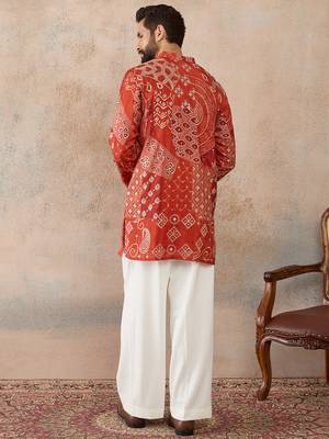 orange modal ethnic motifs embroidered kurta  4