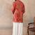 orange modal ethnic motifs embroidered kurta 