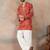 orange modal motifs embroidered silk blend kurta for men