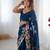 Teal georgette sequins saree with unstitched blouse piece.