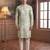 green linen blend floral printed kurta 