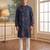 blue linen blend ethnic motifs printed kurta 