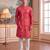 pink linen blend floral printed straight kurta with trouser set 