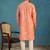 orange linen blend bandhani printed kurta 