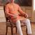 orange linen blend bandhani printed kurta 