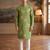 green linen blend bandhani printed kurta 