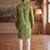 green linen blend bandhani printed kurta 