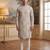 green linen blend floral printed straight kurta with trouser set 