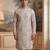 green linen blend floral printed kurta 