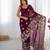 Wine georgette sequins saree with unstitched blouse piece.
