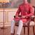 pink linen blend floral printed kurta 