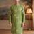 green linen blend bandhani printed straight kurta with trouser set 