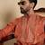 orange silk blend solid embroidered kurta 