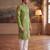 green linen blend bandhani printed straight kurta with trouser set 