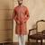 orange silk blend solid embroidered kurta 