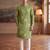green linen blend bandhani printed straight kurta with trouser set 