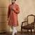 orange silk blend solid embroidered kurta 