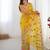 Yellow georgette sequins saree with unstitched blouse piece.