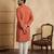 orange silk blend solid embroidered kurta 