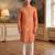 orange linen blend bandhani printed straight kurta with trouser set 