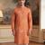 orange linen blend bandhani printed straight kurta with trouser set 