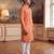 orange linen blend bandhani printed straight kurta with trouser set 