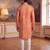 orange linen blend bandhani printed straight kurta with trouser set 