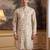 off white linen blend ethnic motifs printed straight kurta with trouser set 