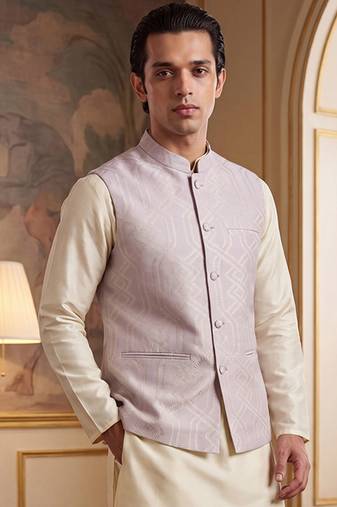 lavender jacquard woven design koti 