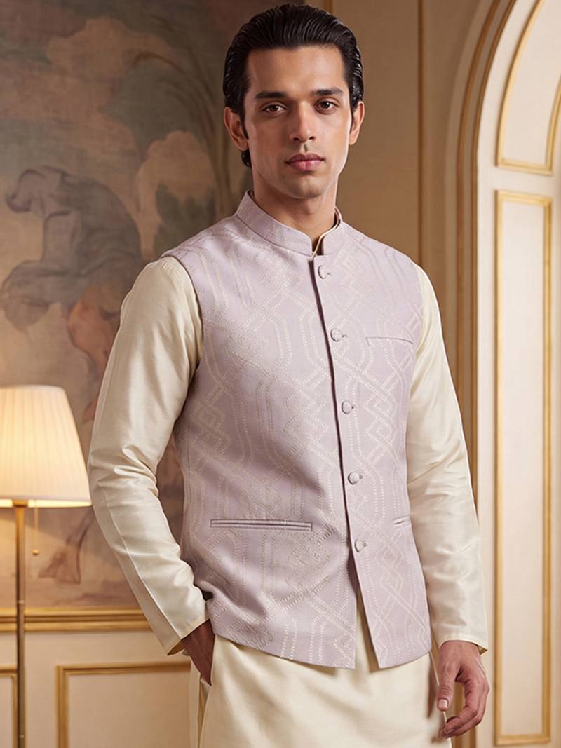 lavender jacquard woven design koti 
