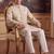 off white linen blend ethnic motifs printed straight kurta with trouser set 