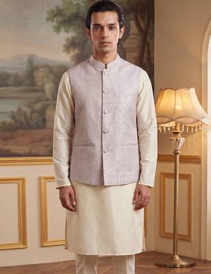 lavender jacquard woven design koti  2