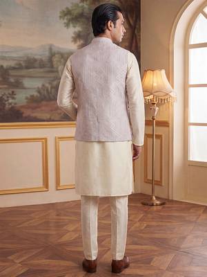 lavender jacquard woven design koti  4