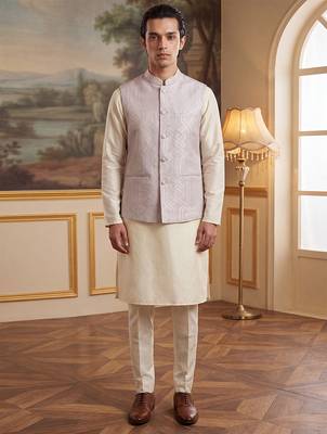 lavender jacquard woven design koti  5