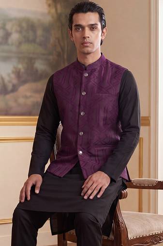 purple jacquard woven design koti 