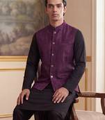 purple jacquard woven design koti 