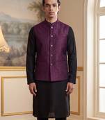 purple jacquard woven design koti 