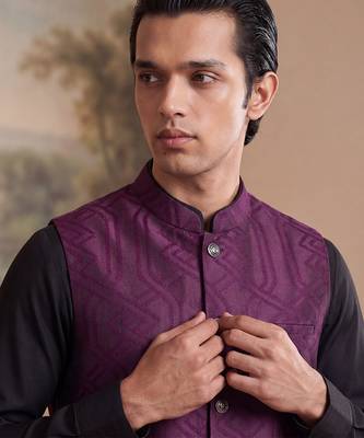 purple jacquard woven design koti  2
