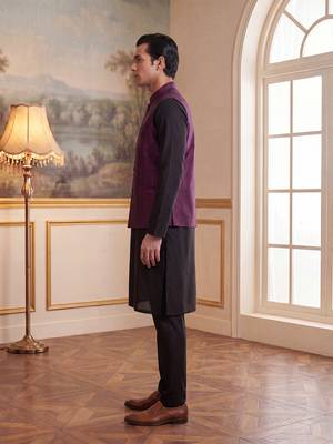 purple jacquard woven design koti  3