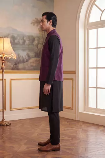 purple jacquard woven design koti 