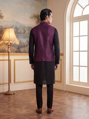 purple jacquard woven design koti  4