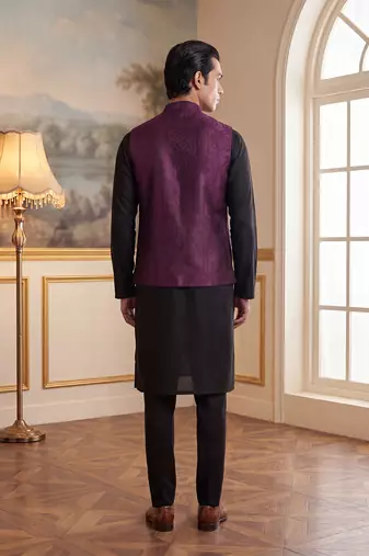 purple jacquard woven design koti 
