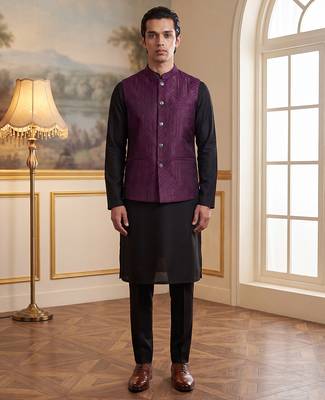 purple jacquard woven design koti  5