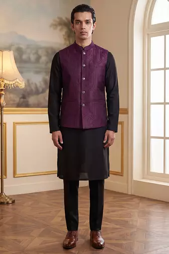 purple jacquard woven design koti 