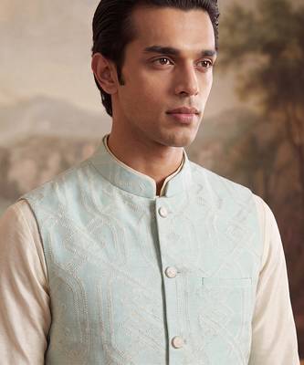 blue jacquard woven design koti  2