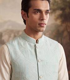 blue jacquard woven design koti 