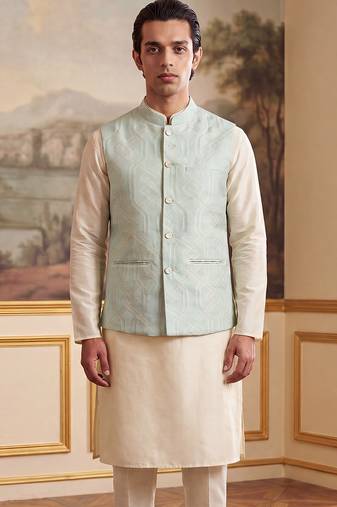 blue jacquard woven design koti 